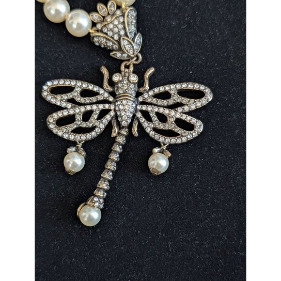 Heidi Daus Pearl Rhinestone Dragonfly Pendant Necklace - Picture 7 of 15